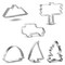 CookieCutter.com 6 Piece Mountain Camping Cookie Cutter Set Campfire, Mountains, Woodland Tree, SUV Military Off Road Vehicle, Metal Shapes Made in USA, Silver